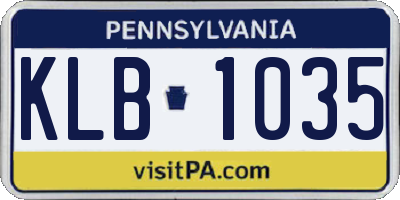PA license plate KLB1035