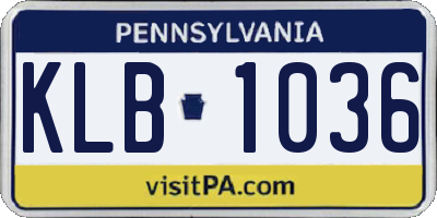 PA license plate KLB1036