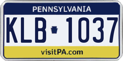 PA license plate KLB1037