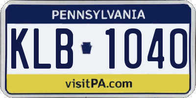 PA license plate KLB1040