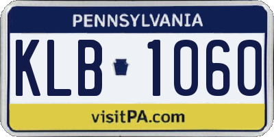 PA license plate KLB1060