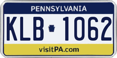 PA license plate KLB1062