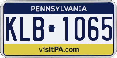 PA license plate KLB1065