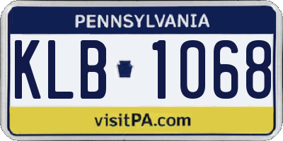 PA license plate KLB1068