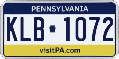 PA license plate KLB1072
