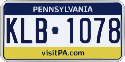 PA license plate KLB1078