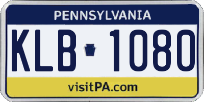 PA license plate KLB1080