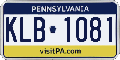 PA license plate KLB1081