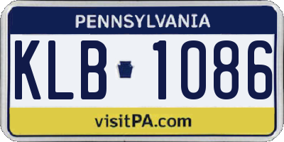 PA license plate KLB1086