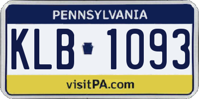 PA license plate KLB1093