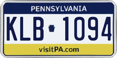 PA license plate KLB1094