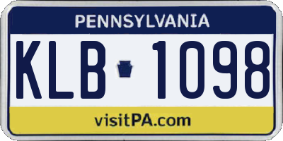 PA license plate KLB1098