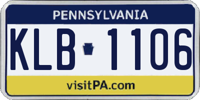 PA license plate KLB1106
