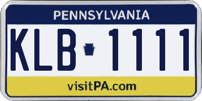 PA license plate KLB1111