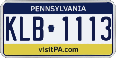 PA license plate KLB1113