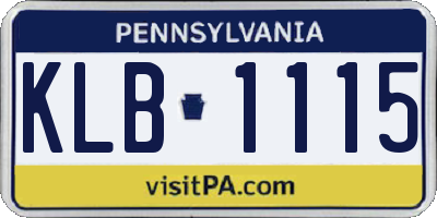 PA license plate KLB1115