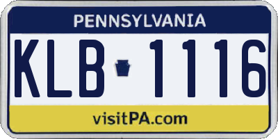 PA license plate KLB1116