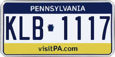 PA license plate KLB1117