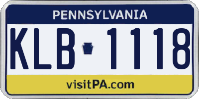 PA license plate KLB1118