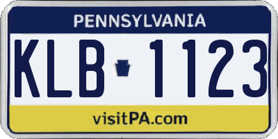 PA license plate KLB1123
