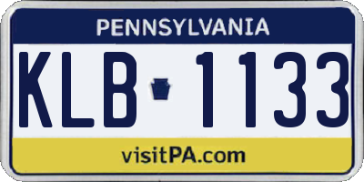 PA license plate KLB1133