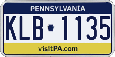 PA license plate KLB1135