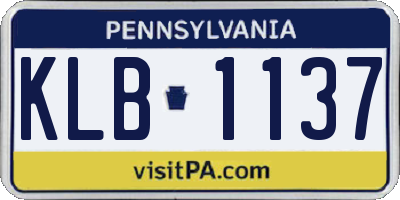 PA license plate KLB1137