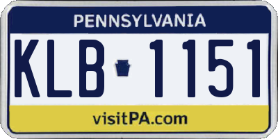 PA license plate KLB1151