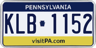 PA license plate KLB1152