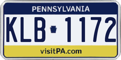 PA license plate KLB1172