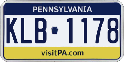 PA license plate KLB1178