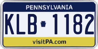 PA license plate KLB1182