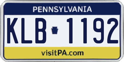 PA license plate KLB1192