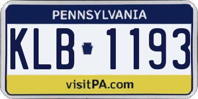 PA license plate KLB1193