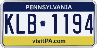 PA license plate KLB1194