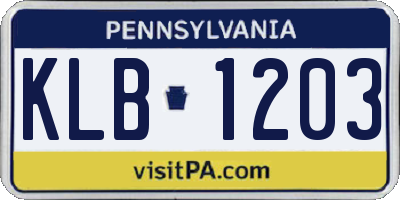 PA license plate KLB1203