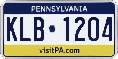 PA license plate KLB1204