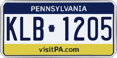 PA license plate KLB1205