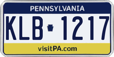 PA license plate KLB1217