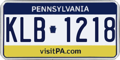 PA license plate KLB1218