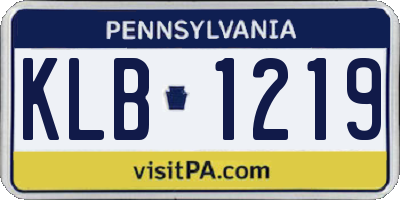 PA license plate KLB1219
