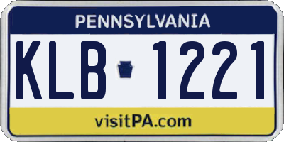 PA license plate KLB1221