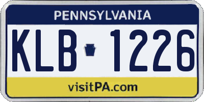 PA license plate KLB1226