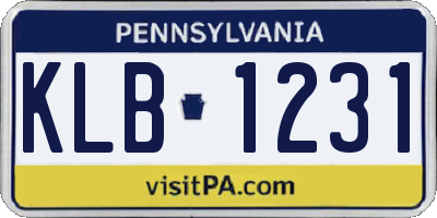 PA license plate KLB1231