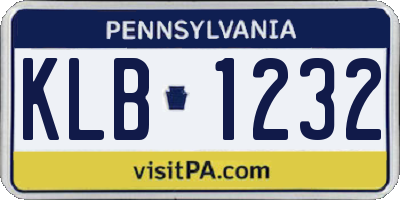 PA license plate KLB1232