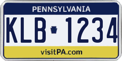 PA license plate KLB1234