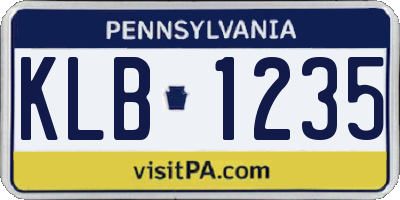 PA license plate KLB1235