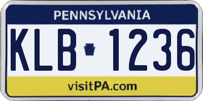PA license plate KLB1236