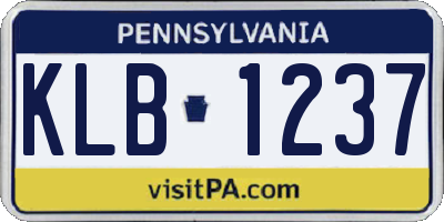 PA license plate KLB1237