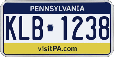 PA license plate KLB1238